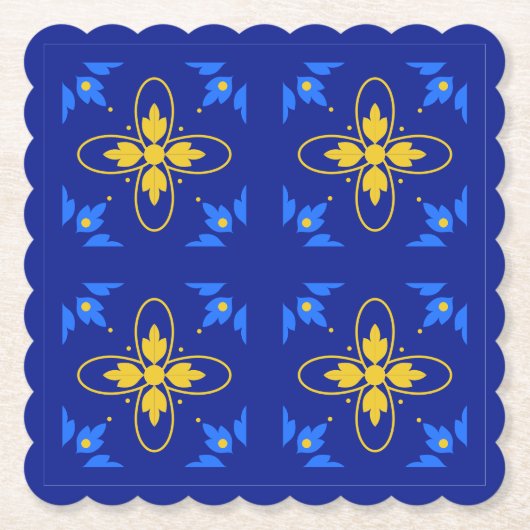 Blue & Yellow Azulejo Untersetzer (Vorderseite)