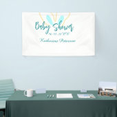 Blue yellow baby shower name date animal ear cute  banner (Messeveranstaltung)
