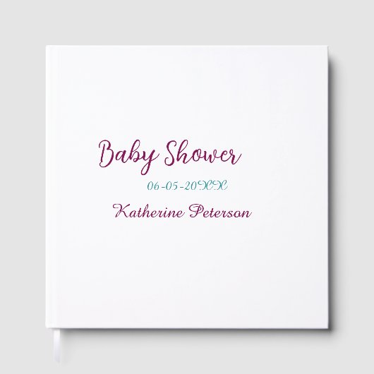 Blue yellow baby shower name date animal ear cute  gästebuch (Vorderseite)