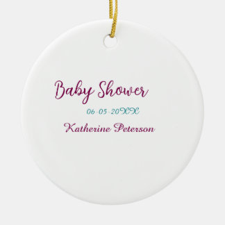 Blue yellow baby shower name date animal ear cute keramik ornament