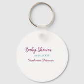 Blue yellow baby shower name date animal ear cute  schlüsselanhänger (Rückseite)