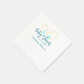 Blue yellow baby shower name date animal ear cute serviette (Ecke)