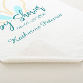 Blue yellow baby shower name date animal ear cute  sherpadecke (3/4)