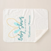 Blue yellow baby shower name date animal ear cute sherpadecke (Vorderseite (Horizontal))