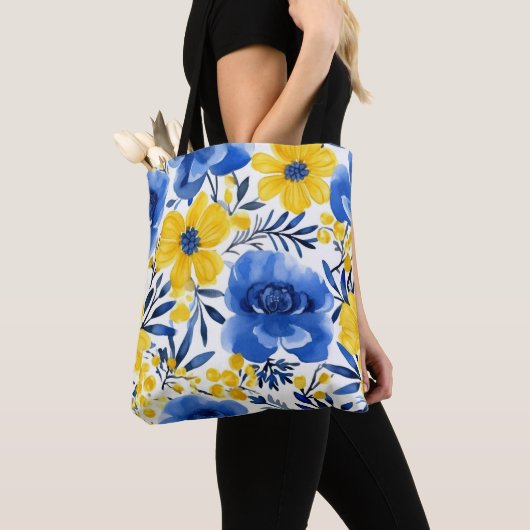 Blue & Yellow Bloom Totbeutel Tasche (Von Nahem)