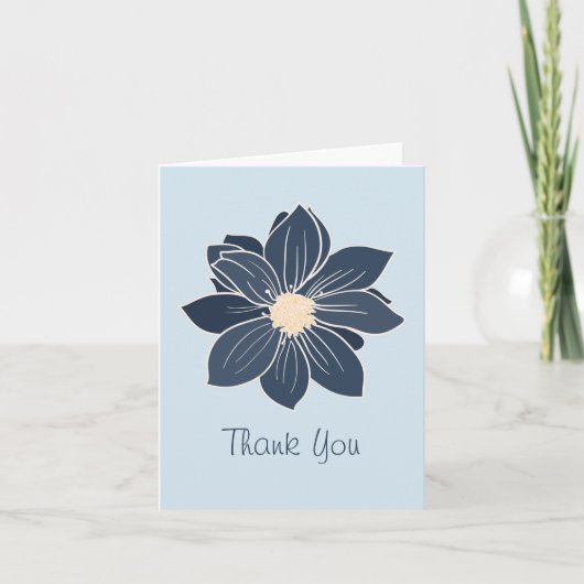 Blue Yellow Blume Floral Vielen Dank Cards (Vorderseite)