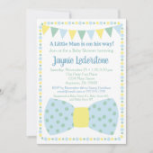 Blue Yellow Bow Krawatte Kinderdusche Einladung (Vorderseite)