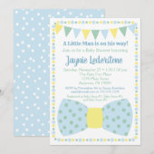 Blue Yellow Bow Krawatte Kinderdusche Einladung (Vorne/Hinten)