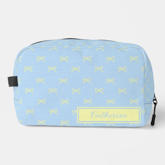 Blue & Yellow Bow Pattern Coquette Cosmetic Waschbeutel (Vorderseite)