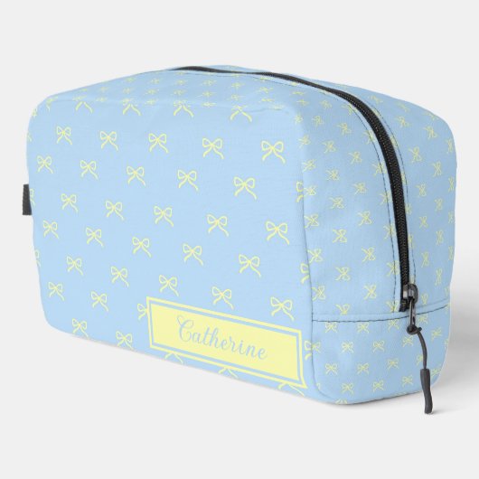 Blue & Yellow Bow Pattern Coquette Cosmetic Waschbeutel (Rechte Ecke)