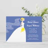 Blue & Yellow Bridge Brautparty Einladung (Stehend Vorderseite)