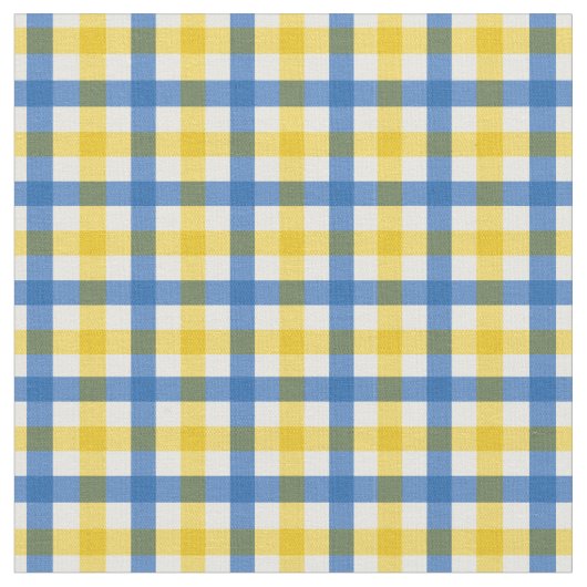 Blue & Yellow Bright Summer Gingham Kariert / Tart Stoff (Nahaufnahme)