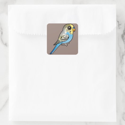 Blue & Yellow Budgie Quadratischer Aufkleber (Tasche)