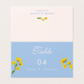 Blue & Yellow buttercup Wedding table numbers (Außenseite Aufgefaltet)