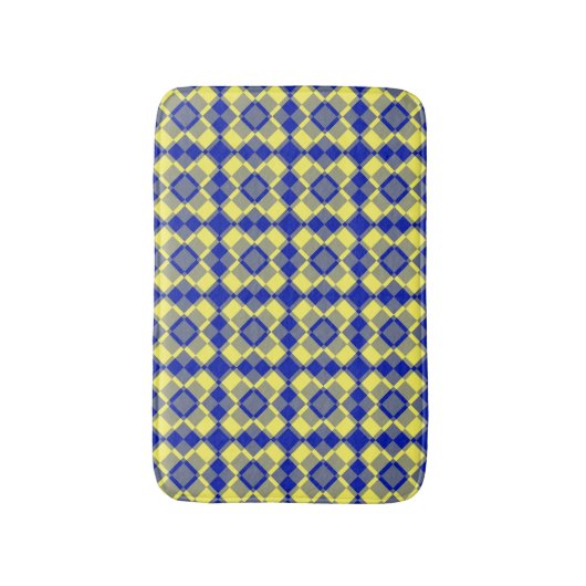 Blue Yellow Checker Argyle Pattern Badematte (Vorderseite Vertikal)