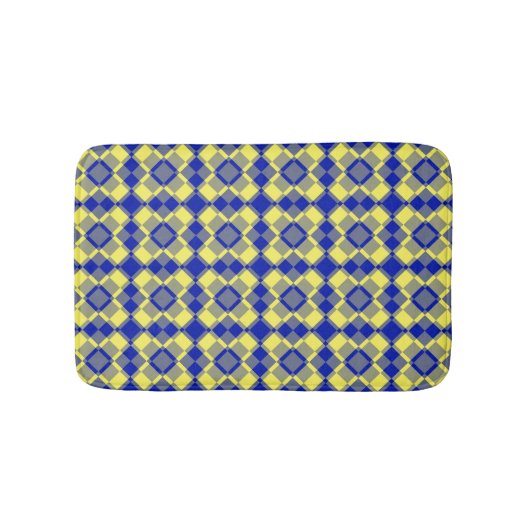 Blue Yellow Checker Argyle Pattern Badematte (Vorderseite)
