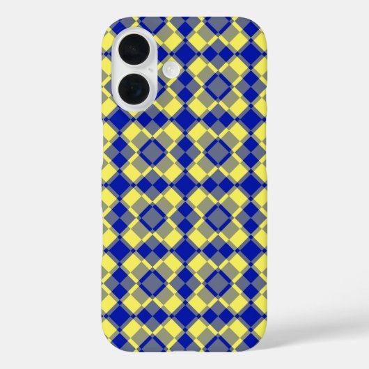 Blue Yellow Checker Argyle Pattern Case-Mate iPhone Hülle (Rückseite)