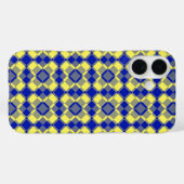 Blue Yellow Checker Argyle Pattern Case-Mate iPhone Hülle (Rückseite (Horizontal))