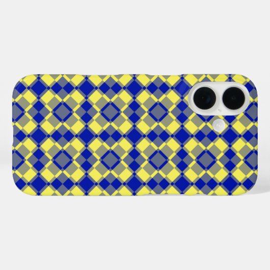 Blue Yellow Checker Argyle Pattern Case-Mate iPhone Hülle (Rückseite (Horizontal))