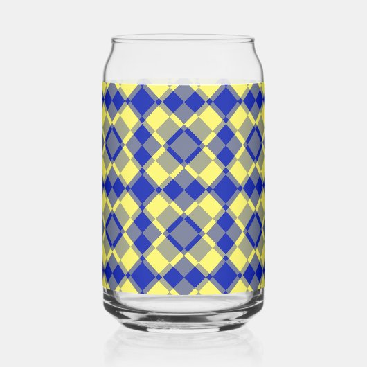 Blue Yellow Checker Argyle Pattern Dosenglas (Rückseite)