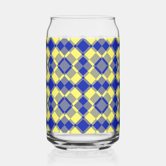 Blue Yellow Checker Argyle Pattern Dosenglas (Rechts)