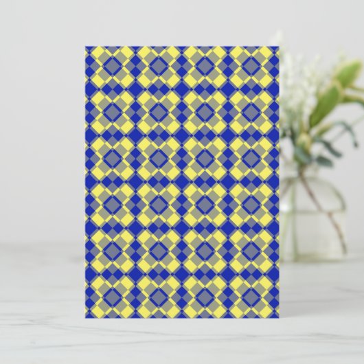 Blue Yellow Checker Argyle Pattern Einladung (Stehend Vorderseite)
