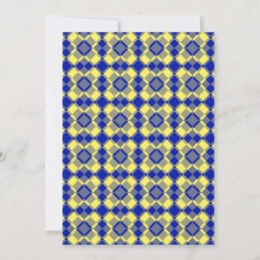 Blue Yellow Checker Argyle Pattern Einladung (Rückseite)
