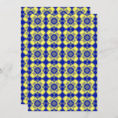 Blue Yellow Checker Argyle Pattern Einladung (Vorne/Hinten)
