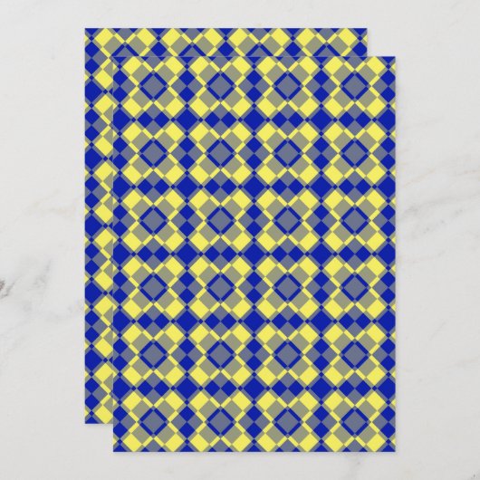 Blue Yellow Checker Argyle Pattern Einladung (Vorne/Hinten)