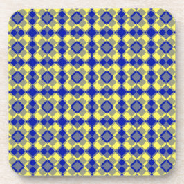 Blue Yellow Checker Argyle Pattern Getränkeuntersetzer