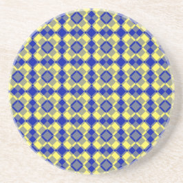 Blue Yellow Checker Argyle Pattern Getränkeuntersetzer