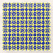 Blue Yellow Checker Argyle Pattern Glasuntersetzer (Vorderseite)