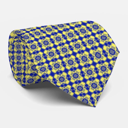 Blue Yellow Checker Argyle Pattern Krawatte (Gerollt)