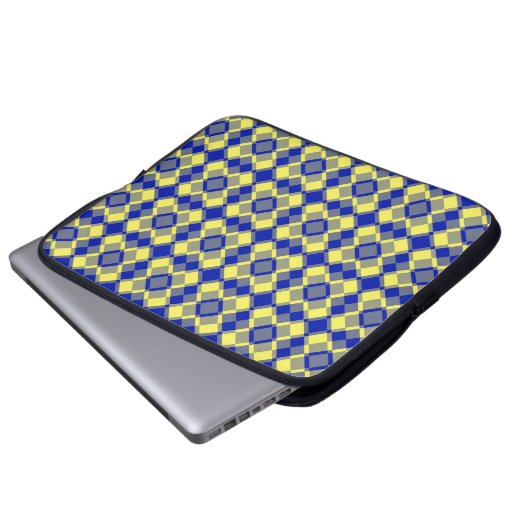 Blue Yellow Checker Argyle Pattern Laptopschutzhülle (Vorne Knopf)