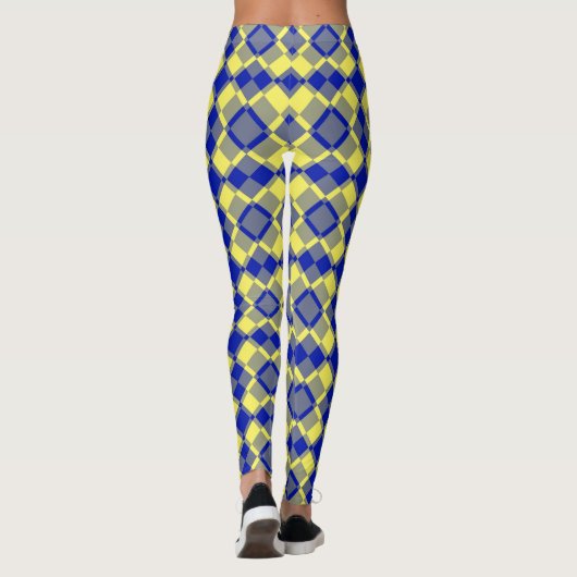 Blue Yellow Checker Argyle Pattern Leggings (Rückseite)