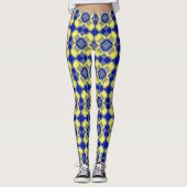 Blue Yellow Checker Argyle Pattern Leggings (Vorderseite)
