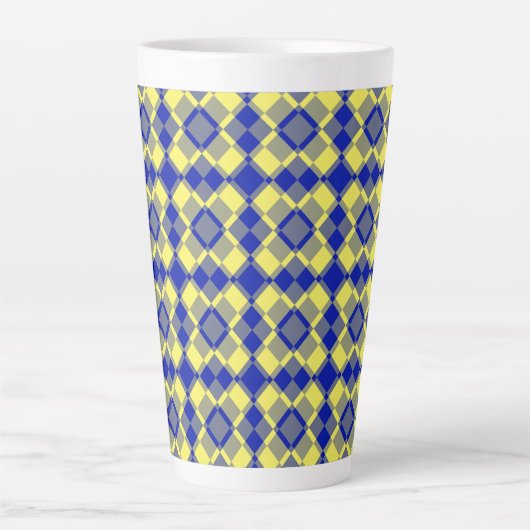 Blue Yellow Checker Argyle Pattern Milchtasse (Vorderseite)