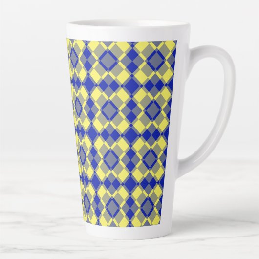 Blue Yellow Checker Argyle Pattern Milchtasse (Rechts)