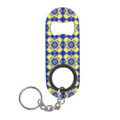 Blue Yellow Checker Argyle Pattern Mini Flaschenöffner (Vorderseite)
