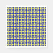 Blue Yellow Checker Argyle Pattern Paper Napkin Serviette (Vorderseite)