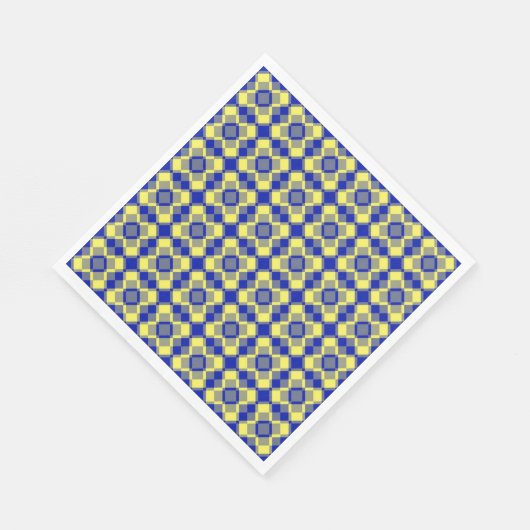 Blue Yellow Checker Argyle Pattern Paper Napkin Serviette (Ecke)