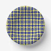 Blue Yellow Checker Argyle Pattern Pappteller (Vorderseite)