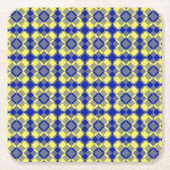 Blue Yellow Checker Argyle Pattern Rechteckiger Pappuntersetzer (Vorderseite)