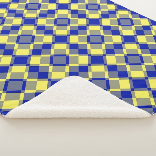 Blue Yellow Checker Argyle Pattern Sherpadecke (3/4)