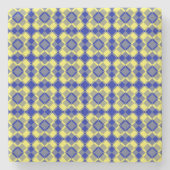 Blue Yellow Checker Argyle Pattern Steinuntersetzer (Vorderseite)