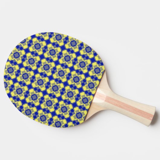 Blue Yellow Checker Argyle Pattern Tischtennis Schläger (Seitenansicht)