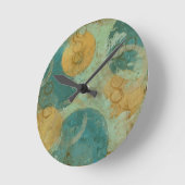 Blue & Yellow Circles Runde Wanduhr (Winkel)