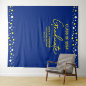 Blue Yellow Class of 2024 Backdrop Abschluss Wandteppich (Beispiel (Horizontal))