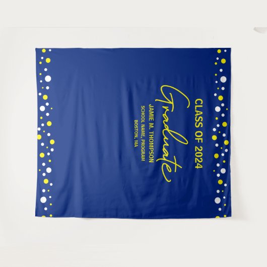 Blue Yellow Class of 2024 Backdrop Abschluss Wandteppich (Vorderseite (Horizontal))