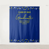 Blue Yellow Class of 2024 Backdrop Abschluss Wandteppich (Vorderseite)